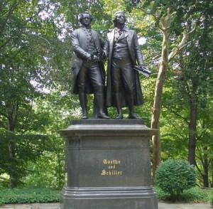 Goethe-Schiller monument in German Cultural Garden in Cleveland