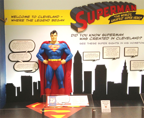 Superman statue and display at Cleveland Hopkins Airport