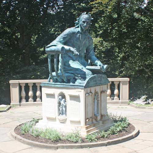 Dante Alighieri statue in the Italian Cultural Garden in Cleveland Ohio