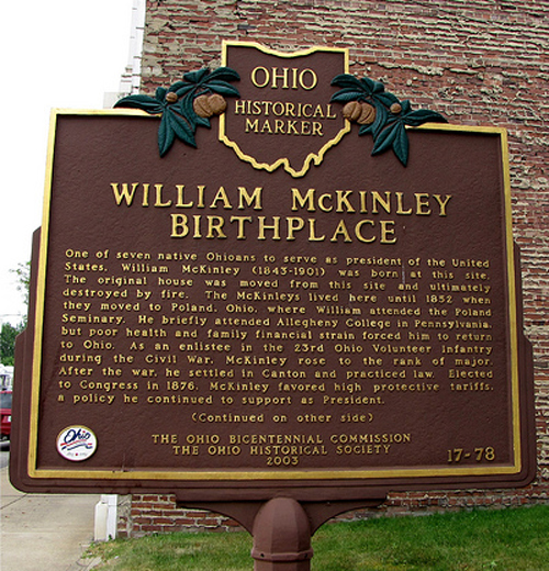 President William McKinley birthplace marker - Niles, Ohio