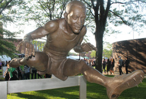 Statue of Olympic Gold medalist Harrison Dillard at Baldwin-Wallace College