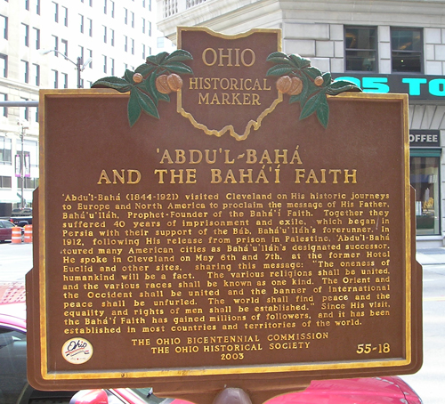 Baha'i Faith Historical marker in Cleveland