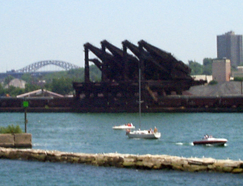 Hulett machines in Lake Erie at Whiskey Island in Cleveland (1999)