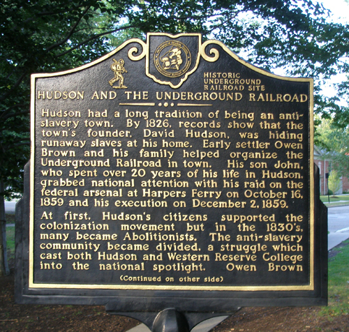 Hudson Ohio and the Underground Railroad Historical marker
