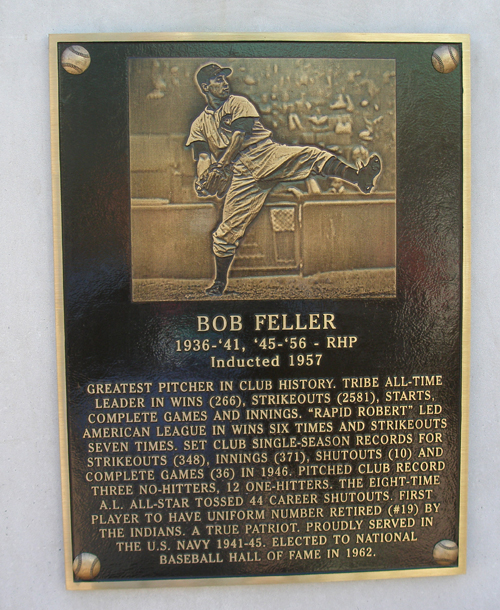 Bob Feller plaque in Cleveland Indians Hall of Fame