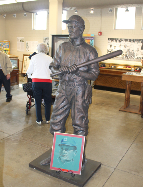 Statue of baseball player at Baseball Heritage Museum in Cleveland at League Park
