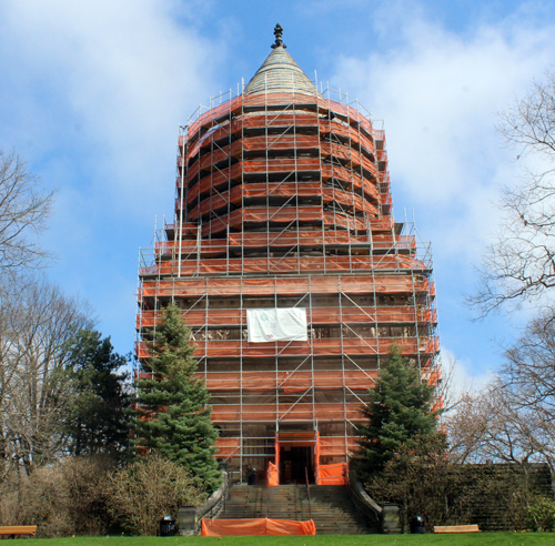 President Garfield Monument at Lake View Cemetery in Cleveland undergoing a facelift with scaffolding showing